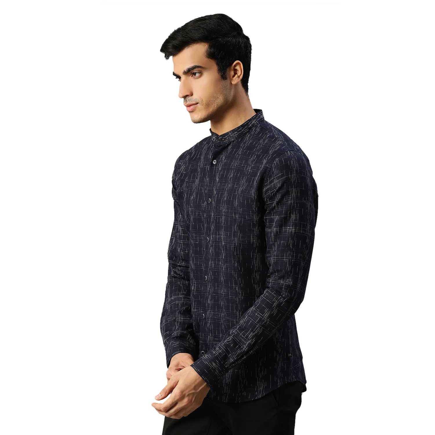 Matinique Men Navy Checked Collar Shirt - Image 3