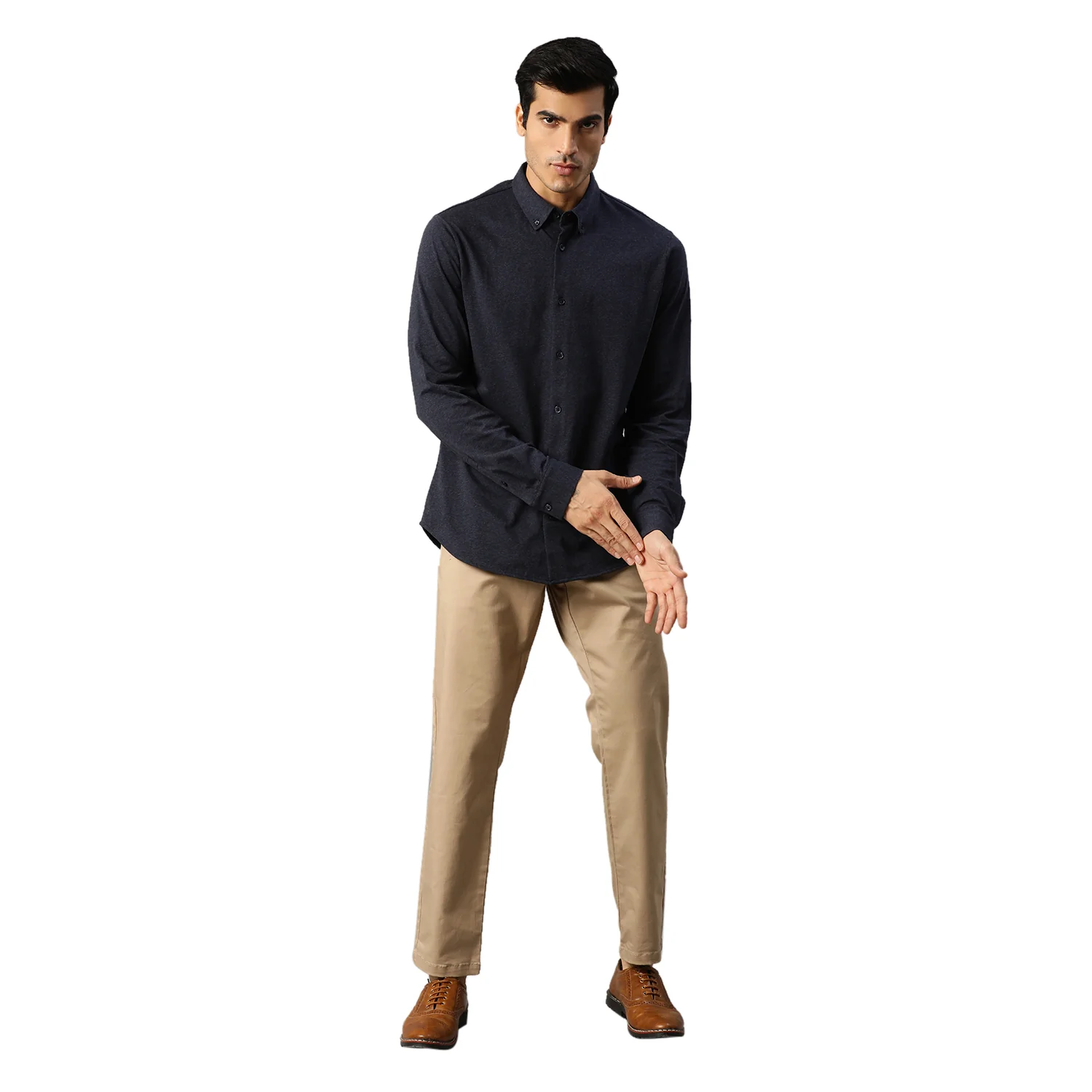 Matinique Men Navy Solid Collar Shirt - Image 3