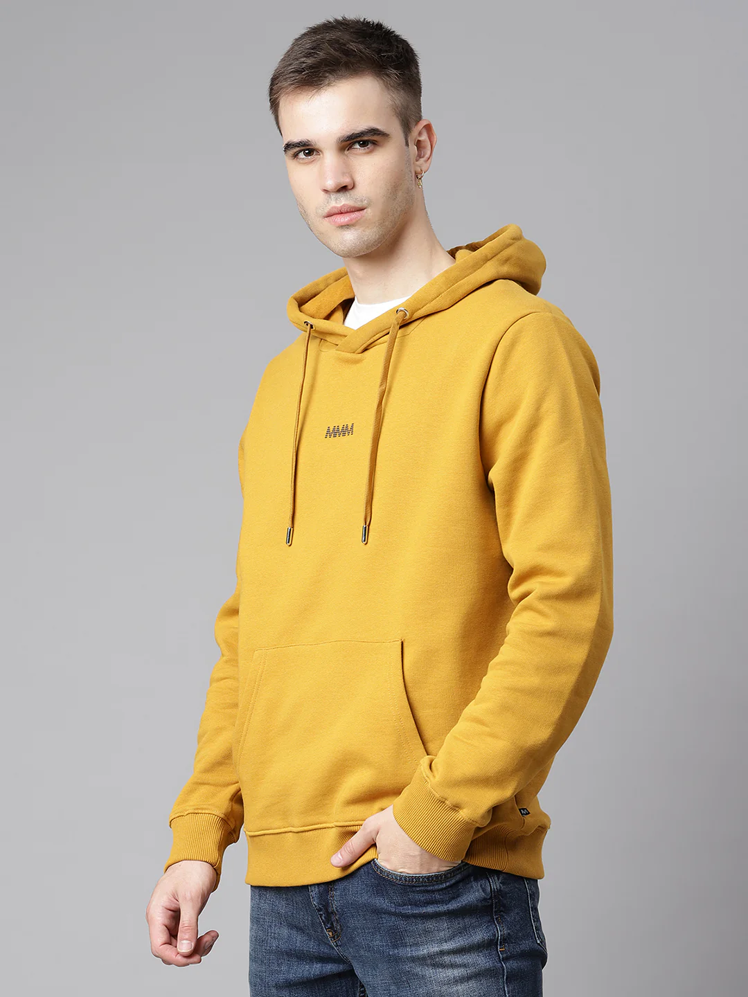 Matinique Men Yellow Solid Hooded Sweatshirt - Image 3