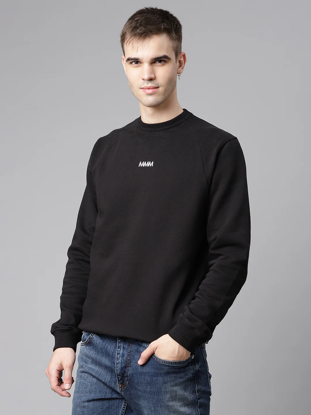 Matinique Men Black Solid Round Neck Sweatshirt - Image 3