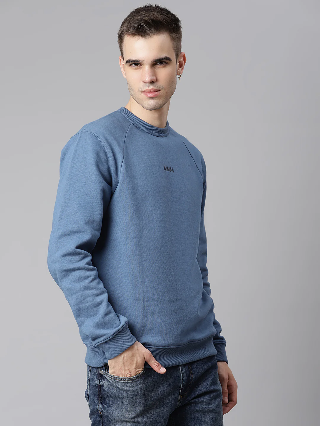 Matinique Men Blue Solid Round Neck Sweatshirt - Image 4