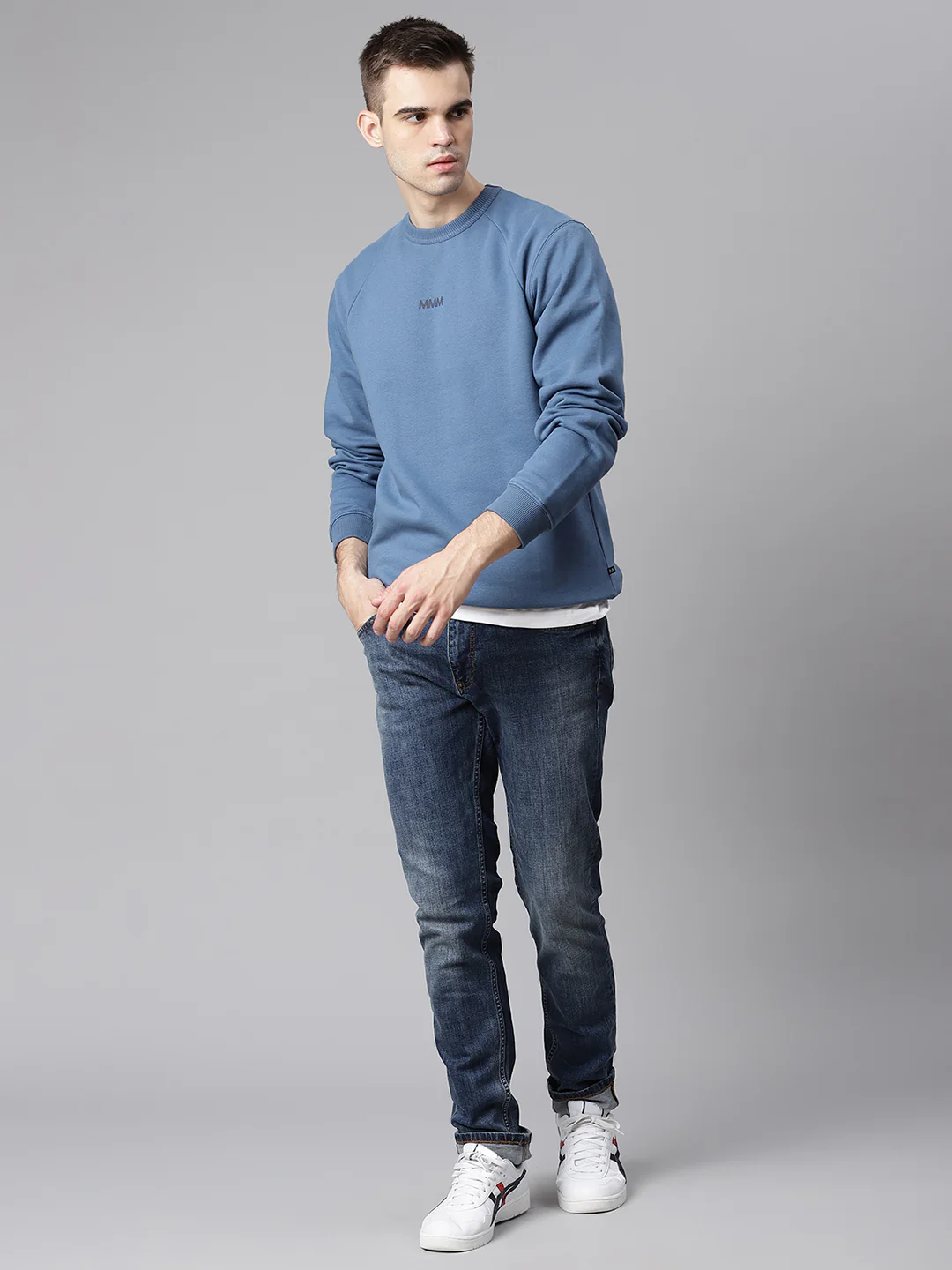 Matinique Men Blue Solid Round Neck Sweatshirt - Image 5