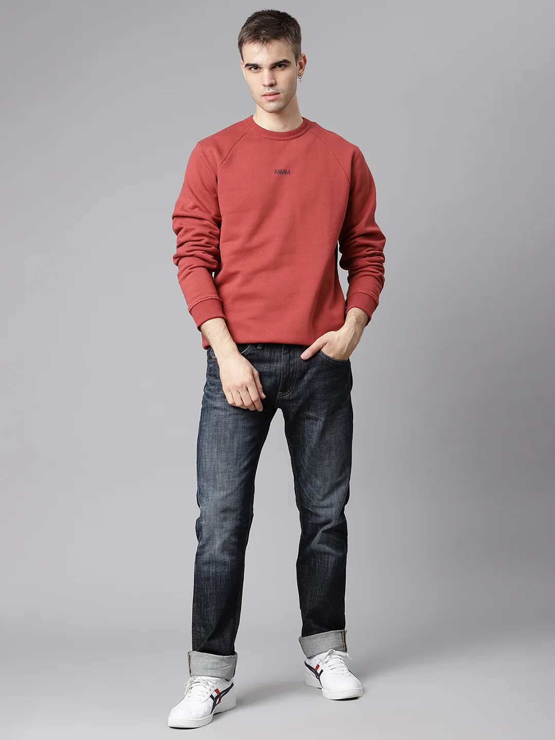 Matinique Men Red Solid Round Neck Sweatshirt - Image 5