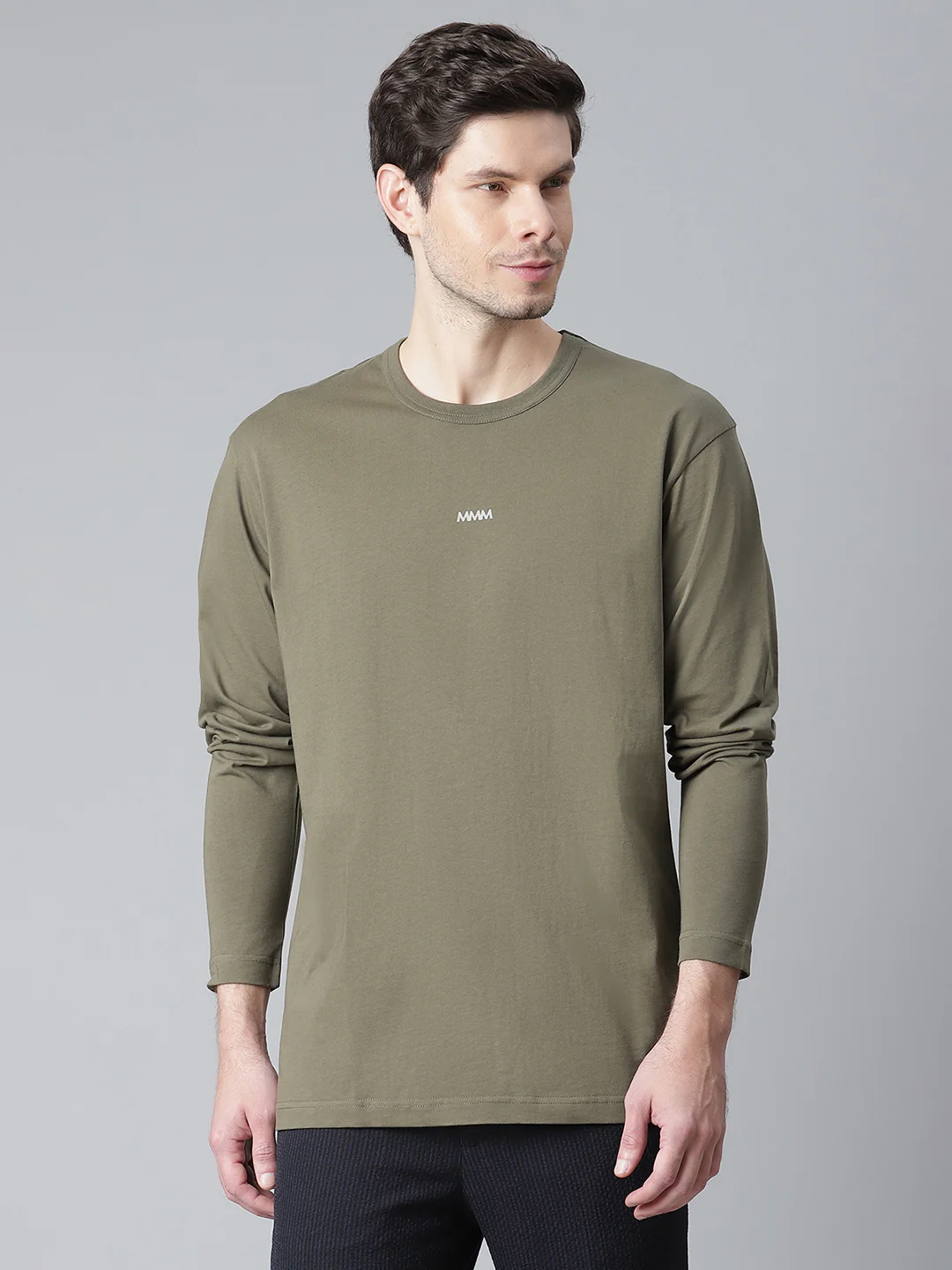 Matinique Men Olive Solid Round Neck TShirt