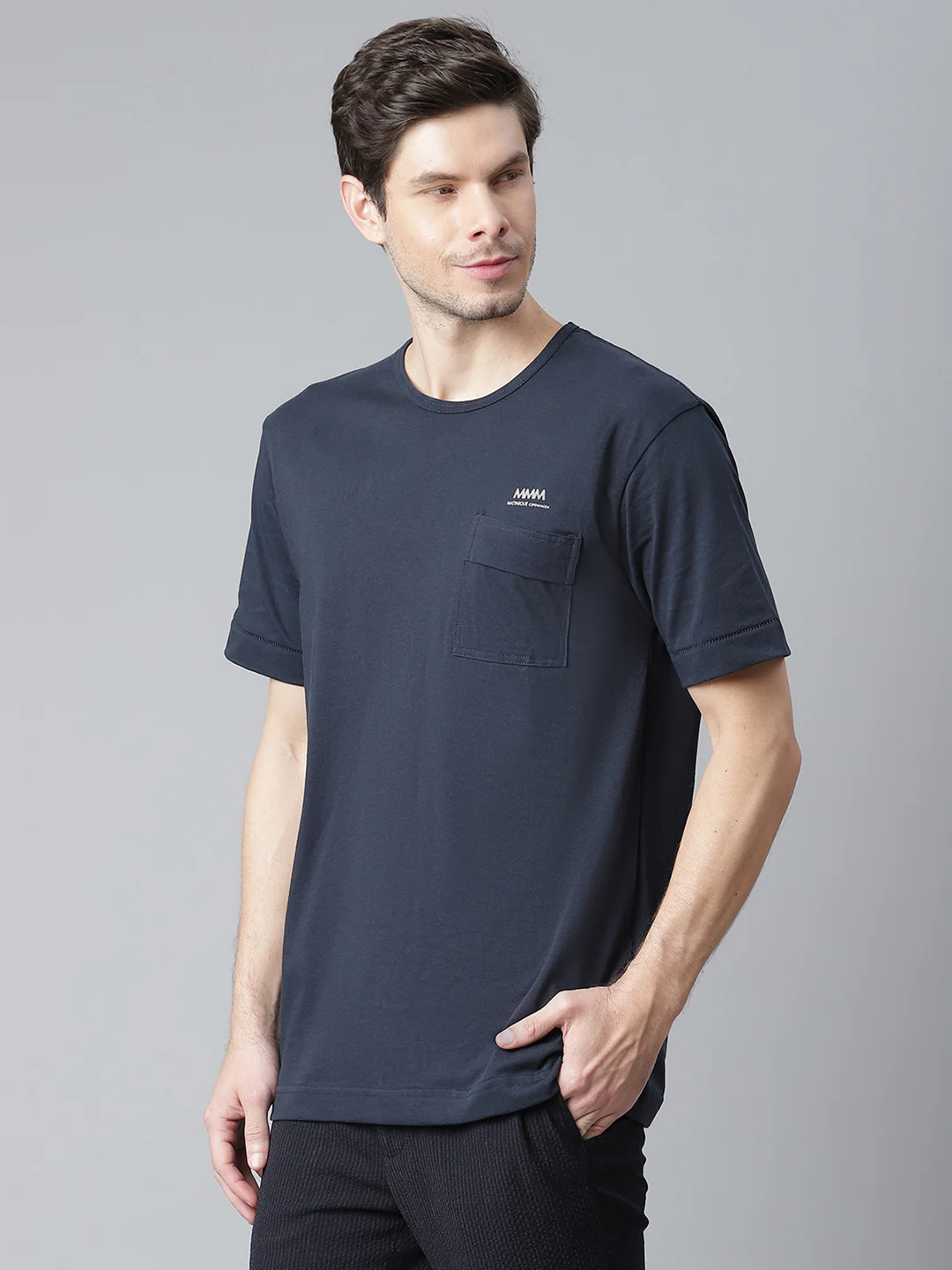 Matinique Men Blue Solid Round Neck TShirt - Image 3