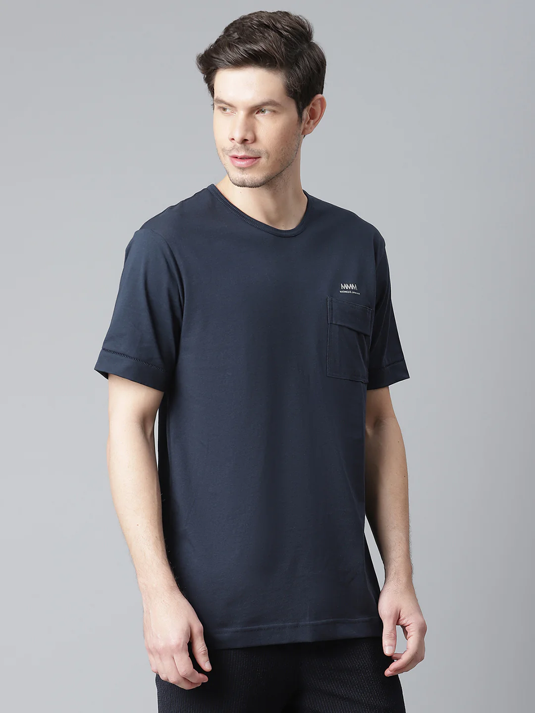 Matinique Men Blue Solid Round Neck TShirt - Image 4