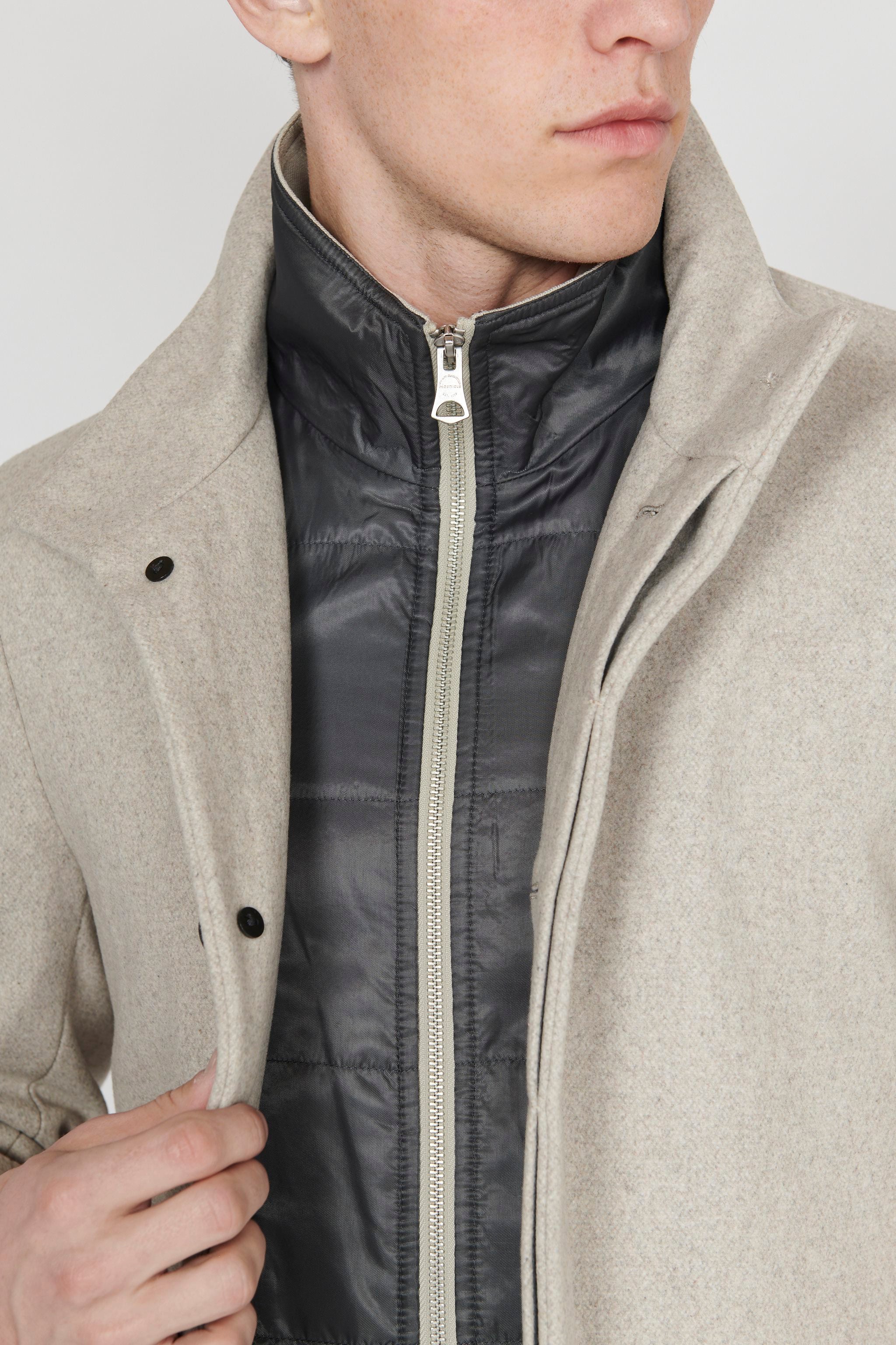 Matinique Men Grey Solid Stand Collar Long Sleeves Overcoat - Image 3