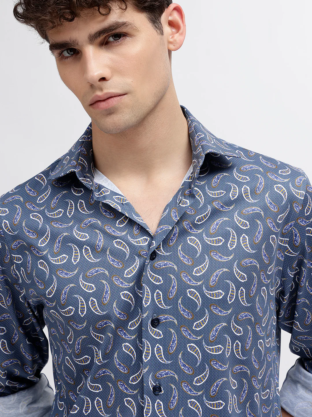 Matinique Blue Printed Regular Fit Placket Shirt - Image 5