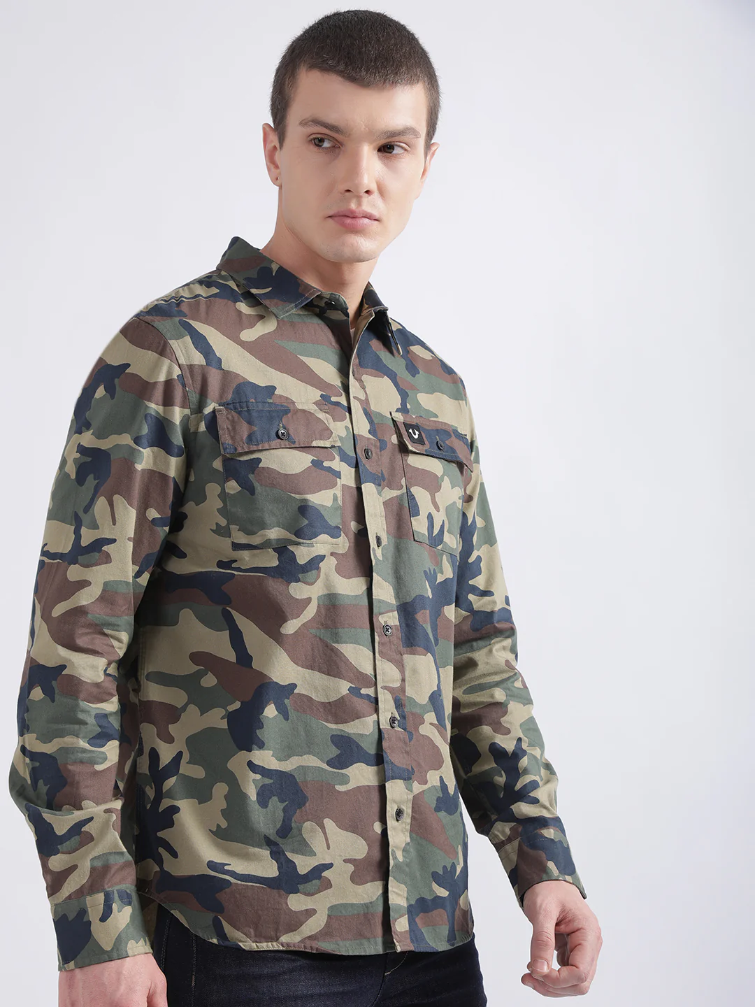 True Religion Multi Camo Printed Triple Needle Regular Fit Shirt - Image 2