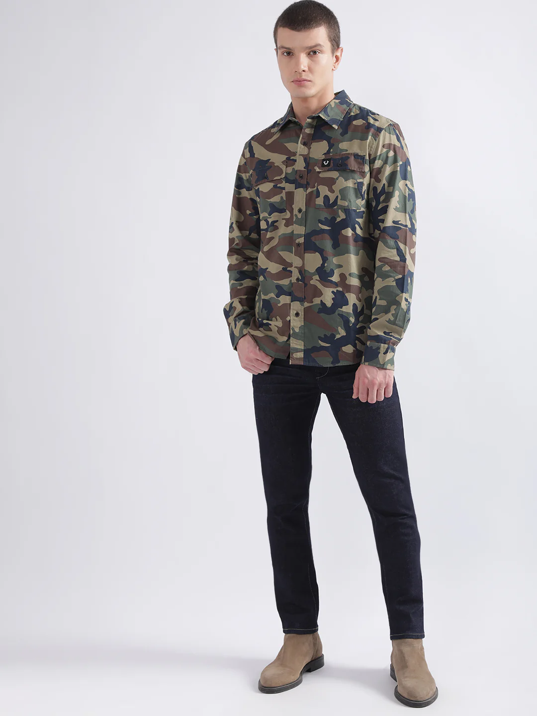True Religion Multi Camo Printed Triple Needle Regular Fit Shirt - Image 5