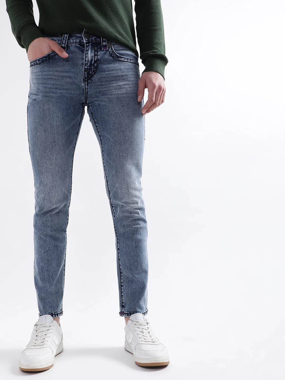 True Religion Men Super T Rocco Skinny Fit Light Wash Jeans - Image 3