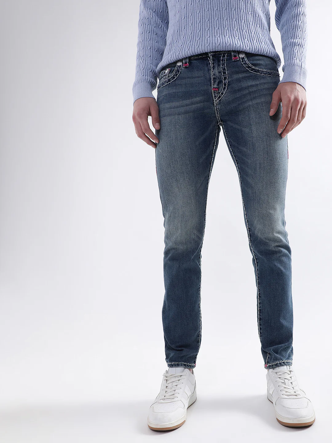 True Religion Men Super T Rocco Skinny Fit Medium Wash Jeans - Image 3
