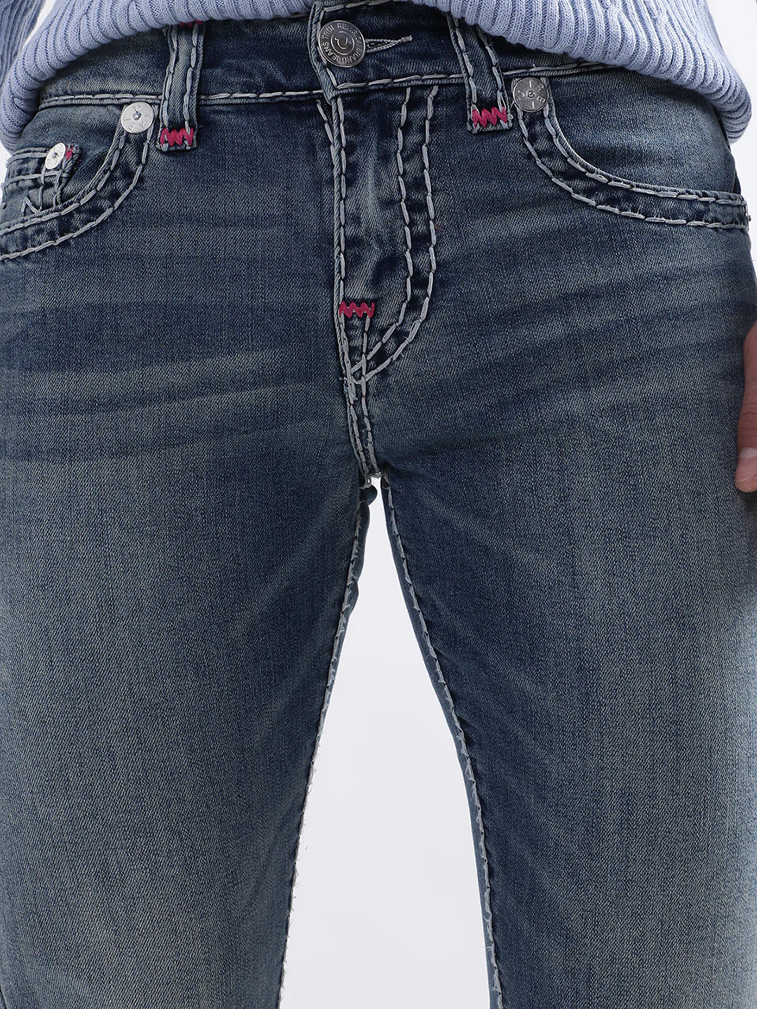 True Religion Men Super T Rocco Skinny Fit Medium Wash Jeans - Image 6