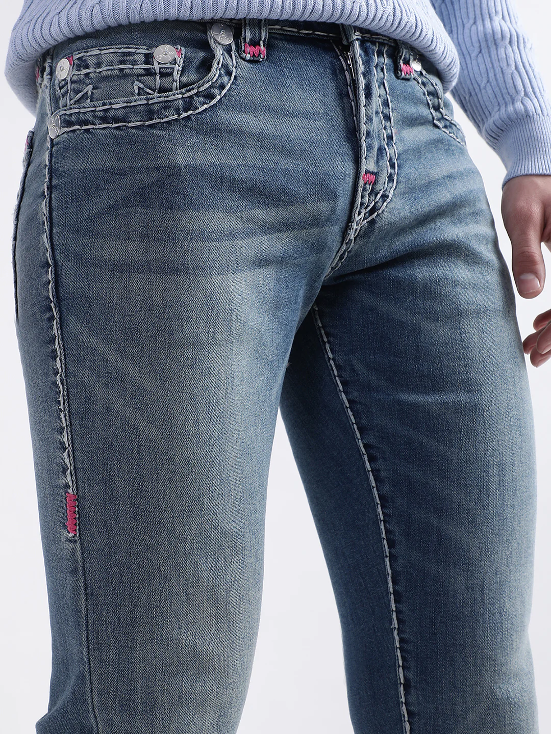 True Religion Men Super T Rocco Skinny Fit Medium Wash Jeans - Image 7