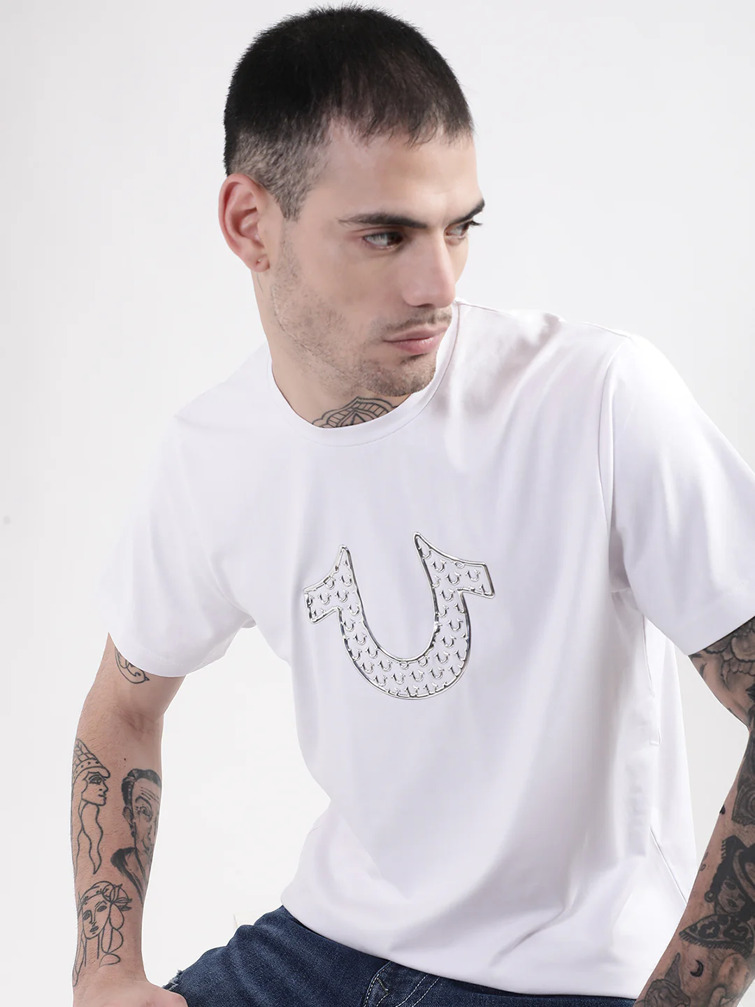 True Religion White HD Logo Regular Fit T-Shirt - Image 2