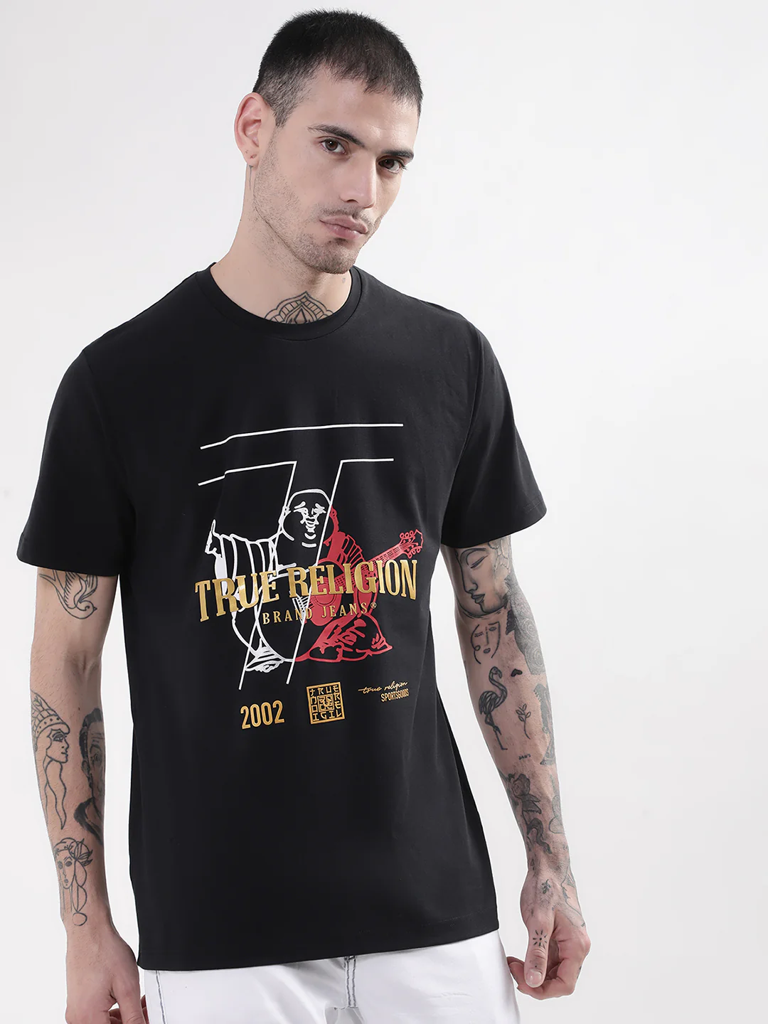 True Religion Black Graphic Logo Regular Fit T-Shirt - Image 3