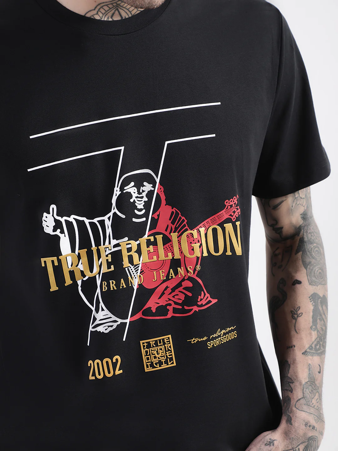 True Religion Black Graphic Logo Regular Fit T-Shirt - Image 8