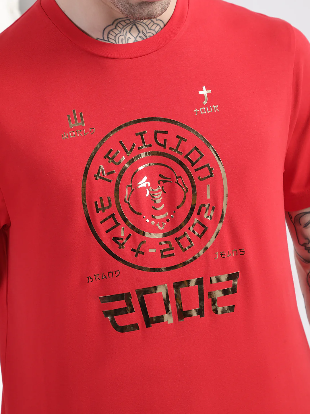 True Religion Red Graphic Logo Regular Fit T-Shirt - Image 7