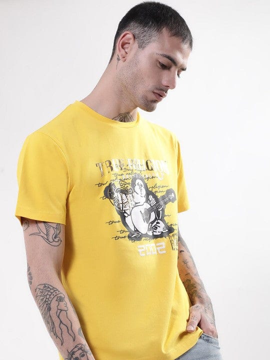 True Religion Men Yellow Round Neck Tshirt - Image 2