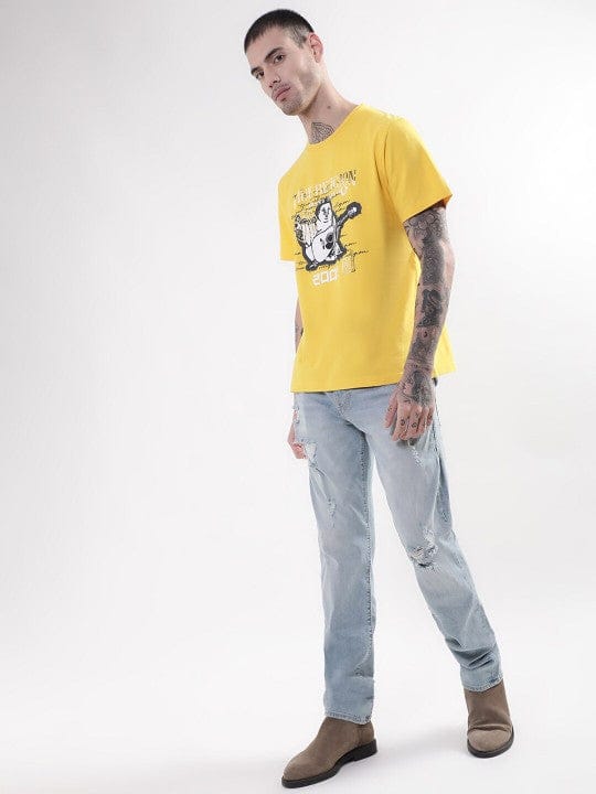 True Religion Men Yellow Round Neck Tshirt - Image 4