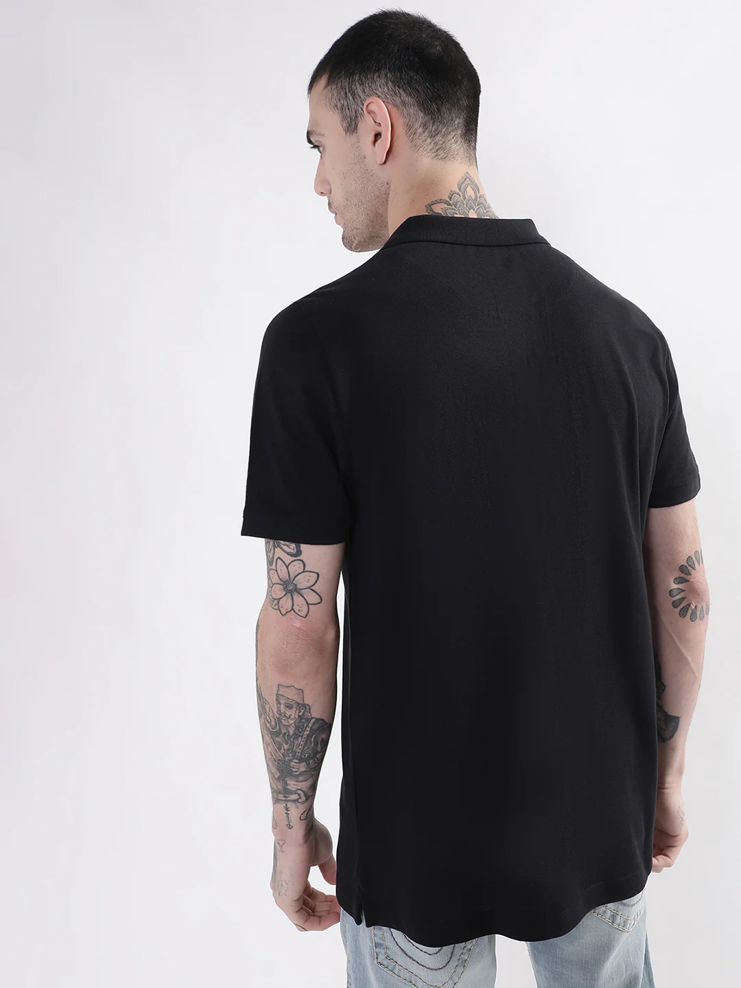 True Religion Black Regular Fit Polo T-Shirt - Image 3