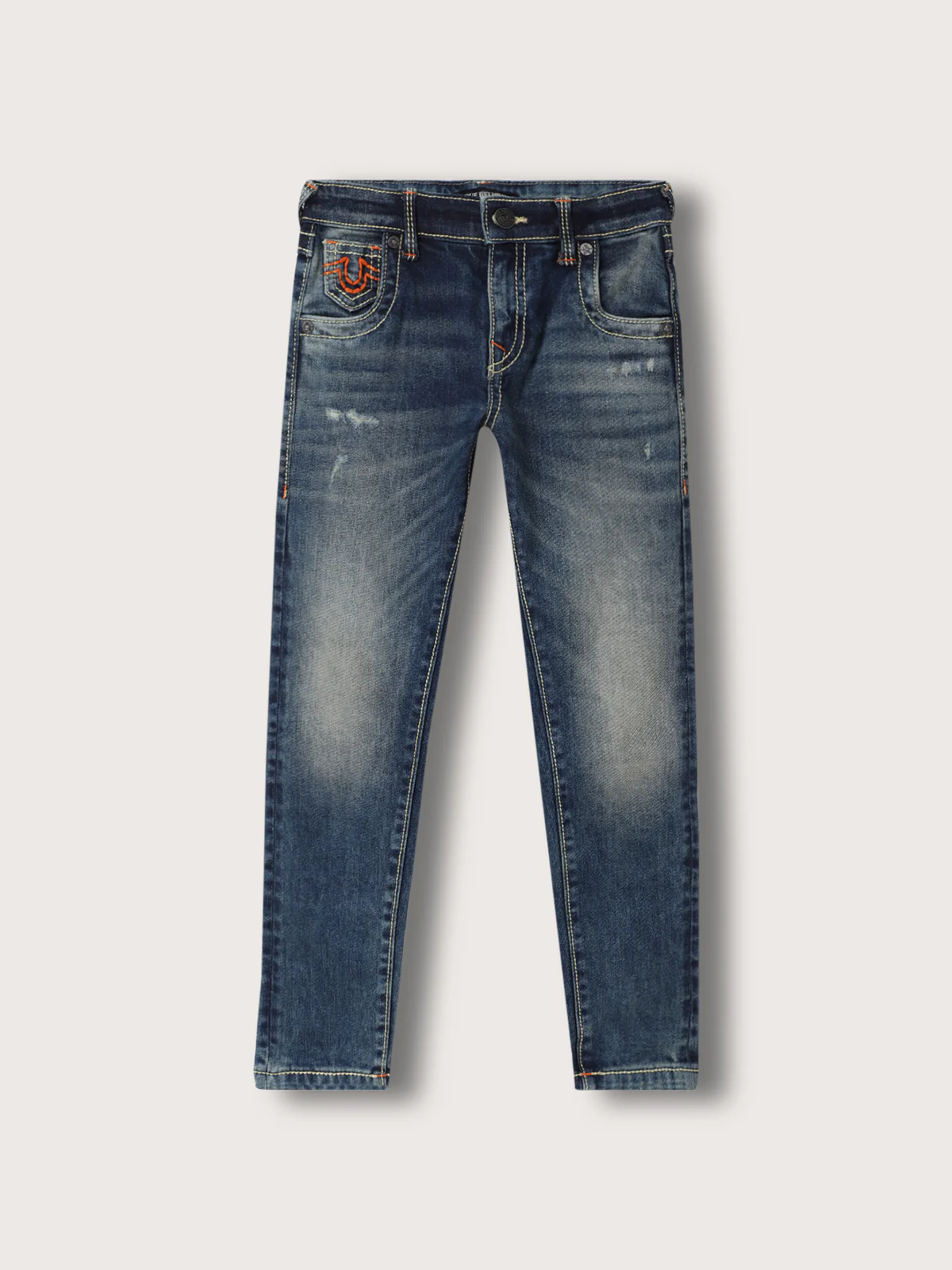 True Religion Boys Washed Effect Jeans 0 Fit Mid Blue Mid Rise - Image 2