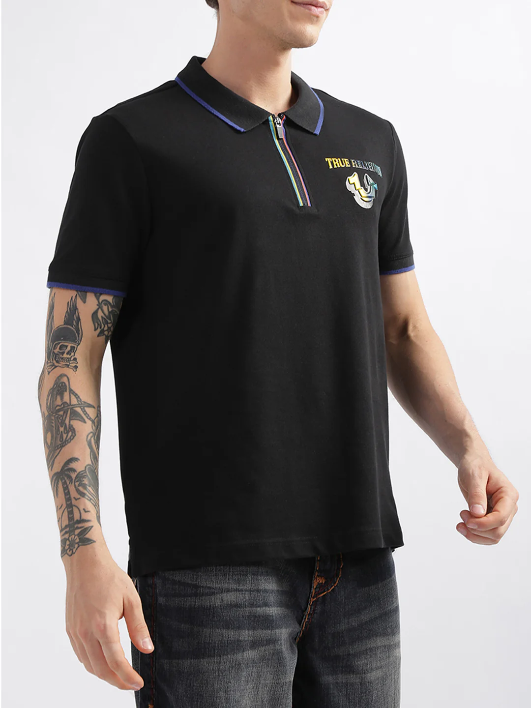 True Religion Black Fashion Regular Fit Polo T-Shirt - Image 3