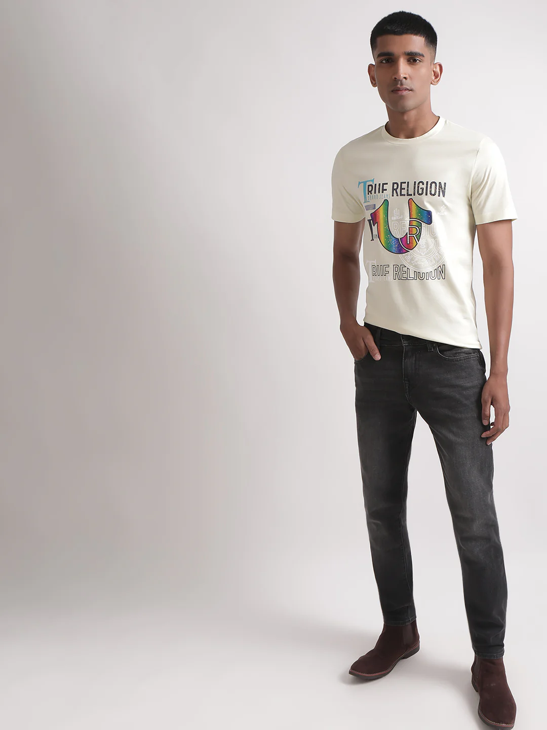 True Religion Off White Logo Regular Fit T-Shirt - Image 4