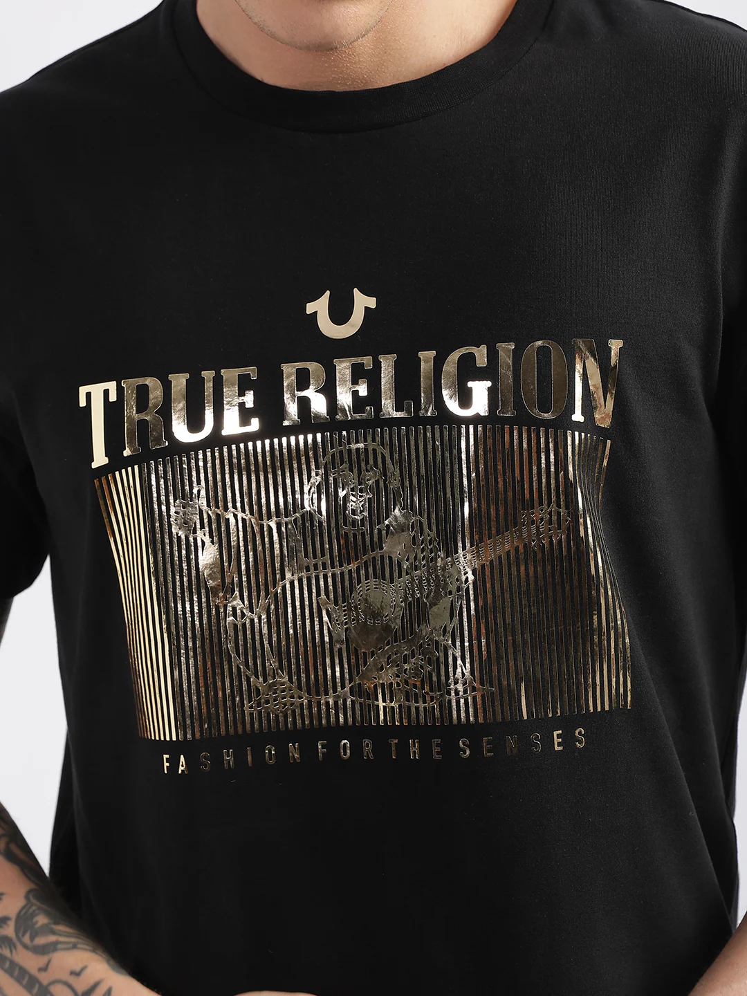 True Religion Jet Black Fashion Logo Regular Fit T-Shirt - Image 8