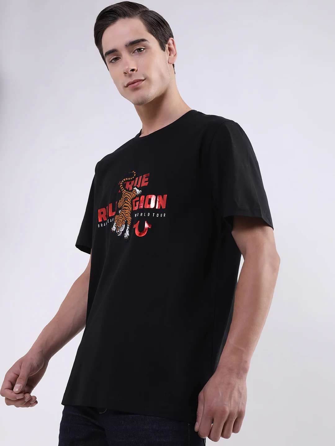True Religion Black Logo Regular Fit T-Shirt - Image 2