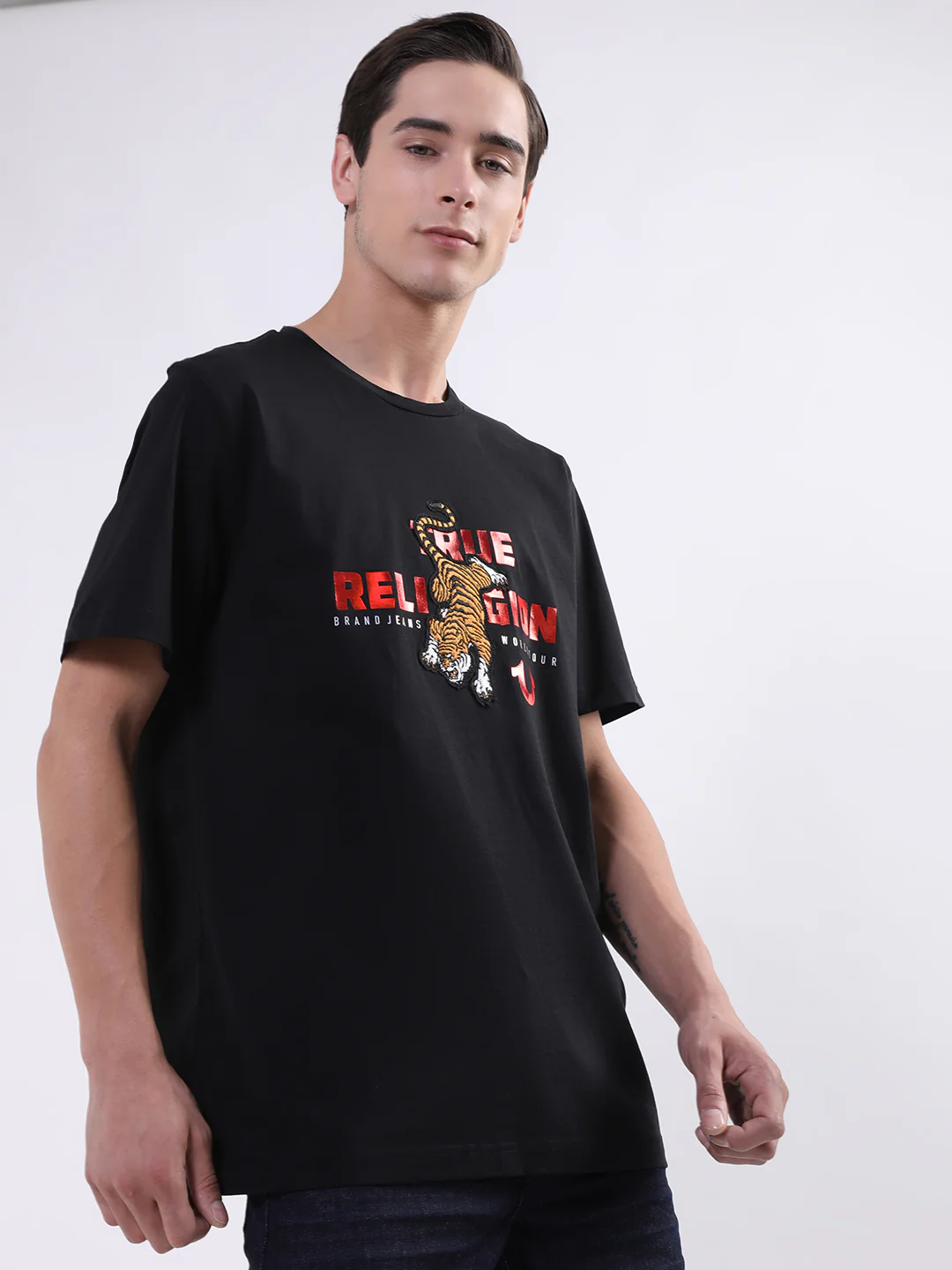 True Religion Black Logo Regular Fit T-Shirt - Image 3
