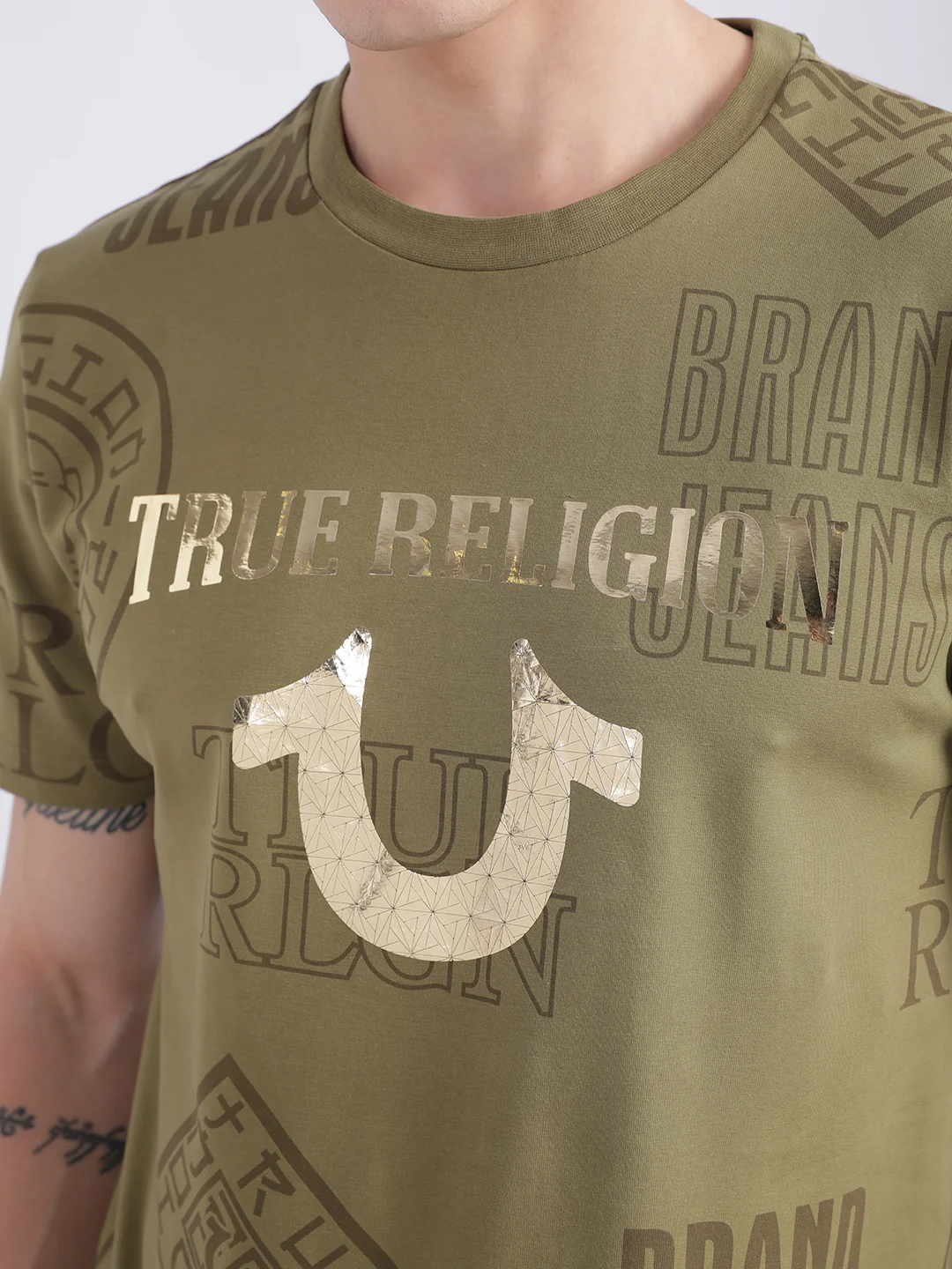 True Religion Olive Logo Regular Fit T-Shirt - Image 7