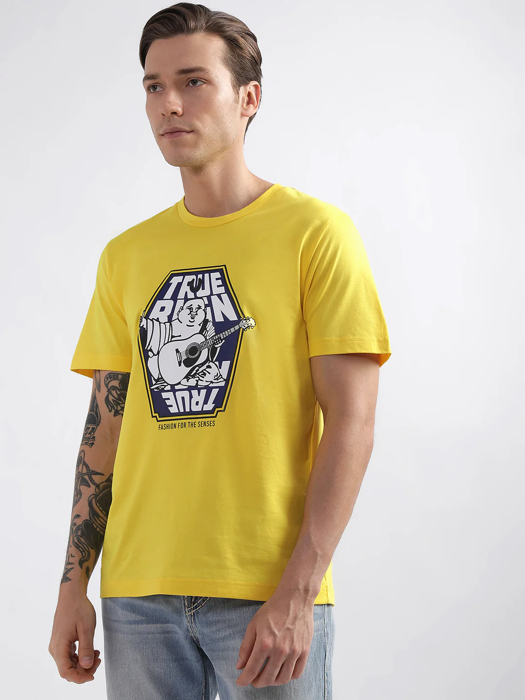 True Religion Safety Yellow Fashion Logo Regular Fit T-Shirt - Image 2