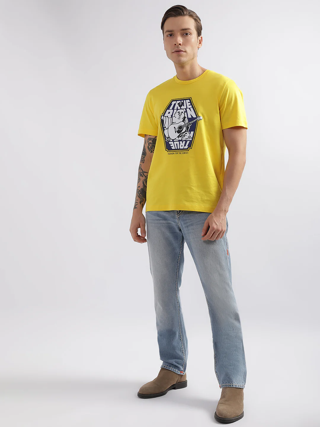 True Religion Safety Yellow Fashion Logo Regular Fit T-Shirt - Image 5