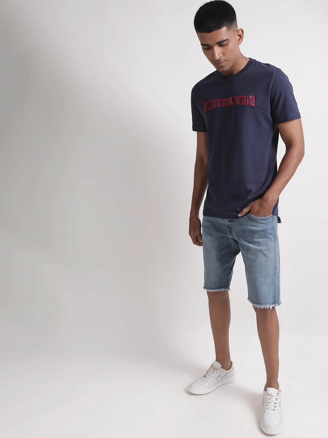 True Religion Navy Blue Logo Regular Fit T-Shirt - Image 4