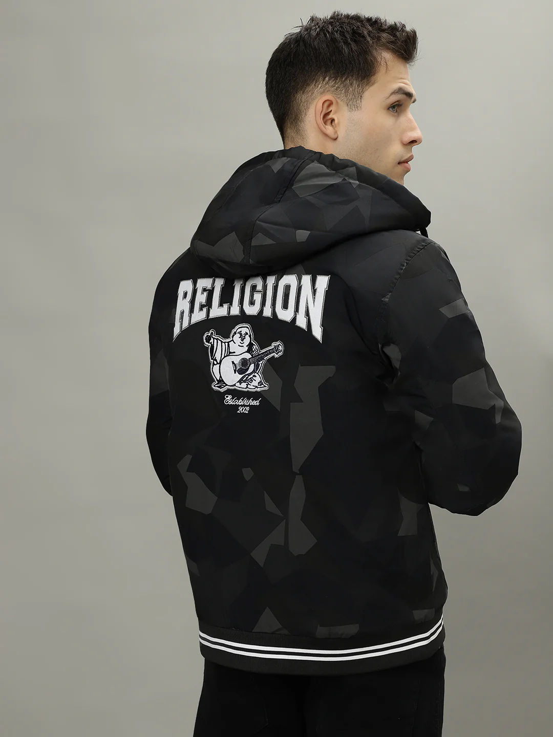 True Religion Multicolored Men Printed Hooded Long Sleeves Bomber Jacket - Image 4