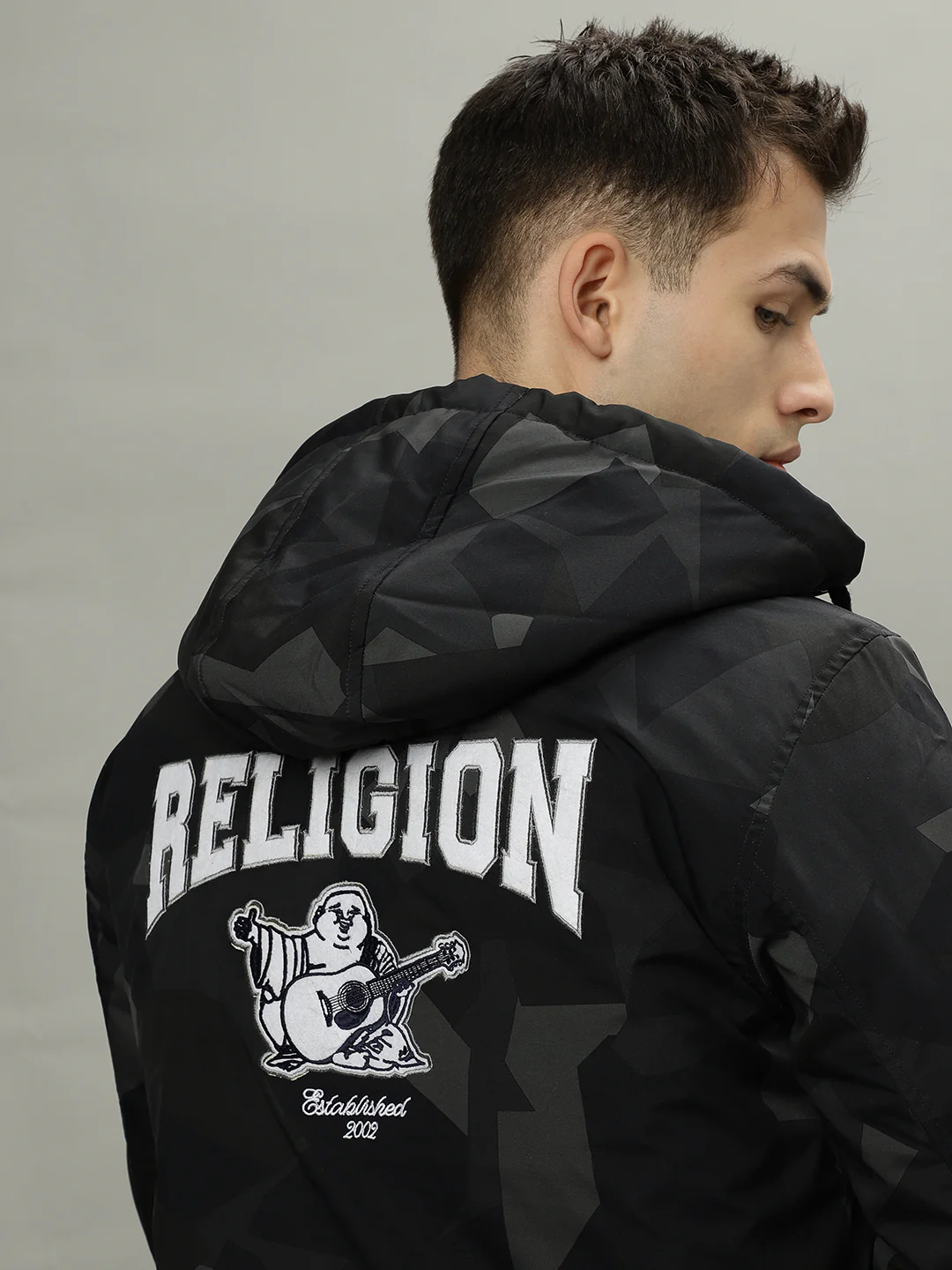 True Religion Multicolored Men Printed Hooded Long Sleeves Bomber Jacket - Image 8