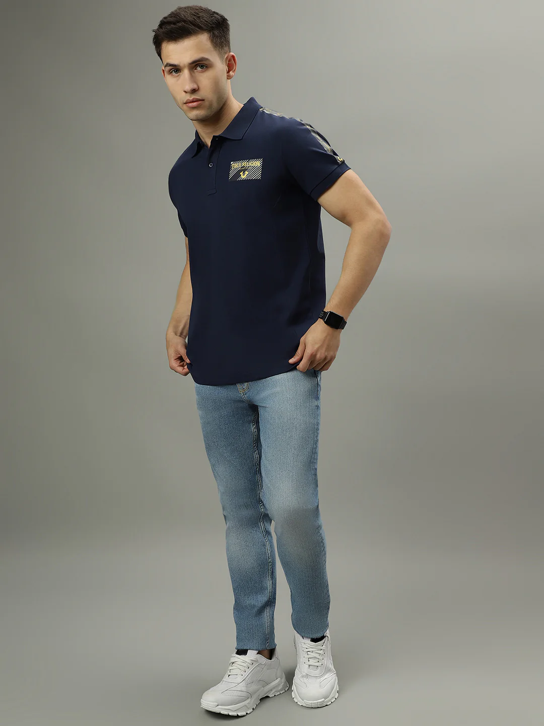 True Religion Blue Fashion Regular Fit Polo T-Shirt - Image 4