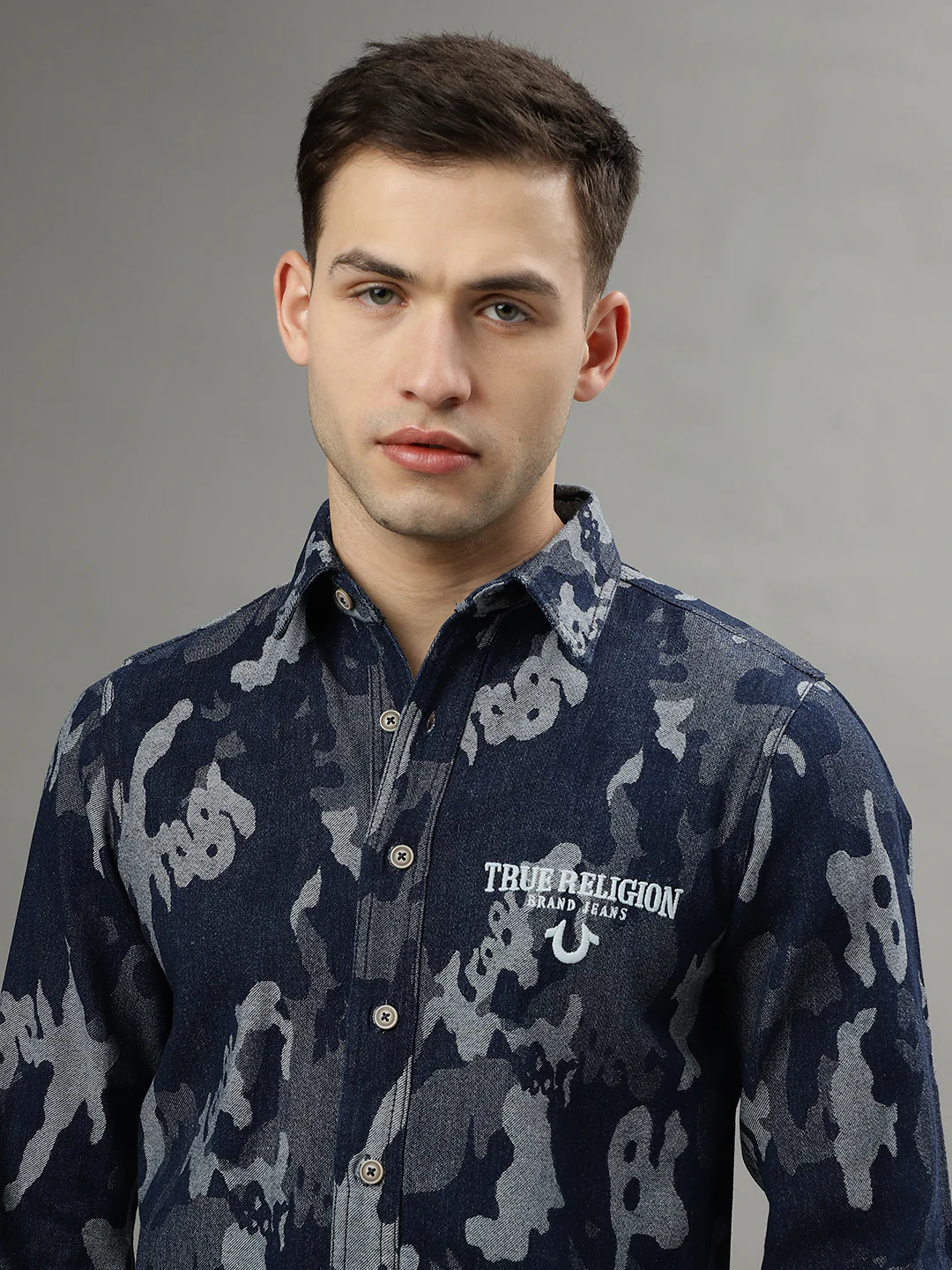 True Religion Blue Fashion Logo Regular Fit Shirt - Image 6