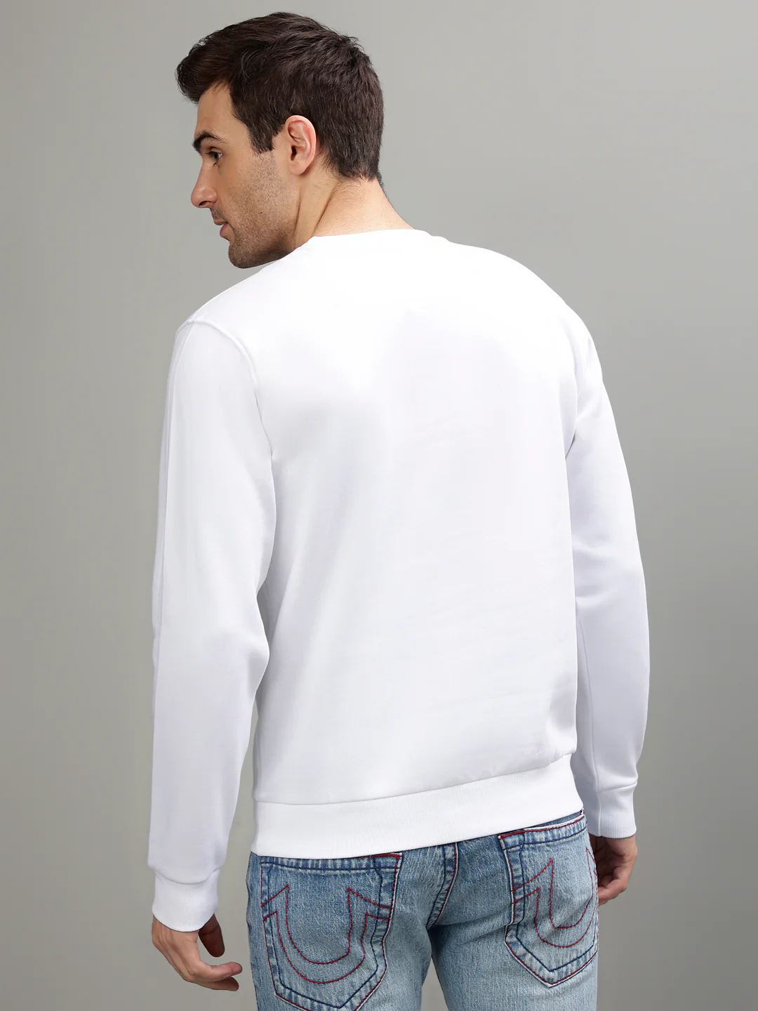 True Religion Men Solid Round Neck Full Sleeves Sweatshirt - Image 4