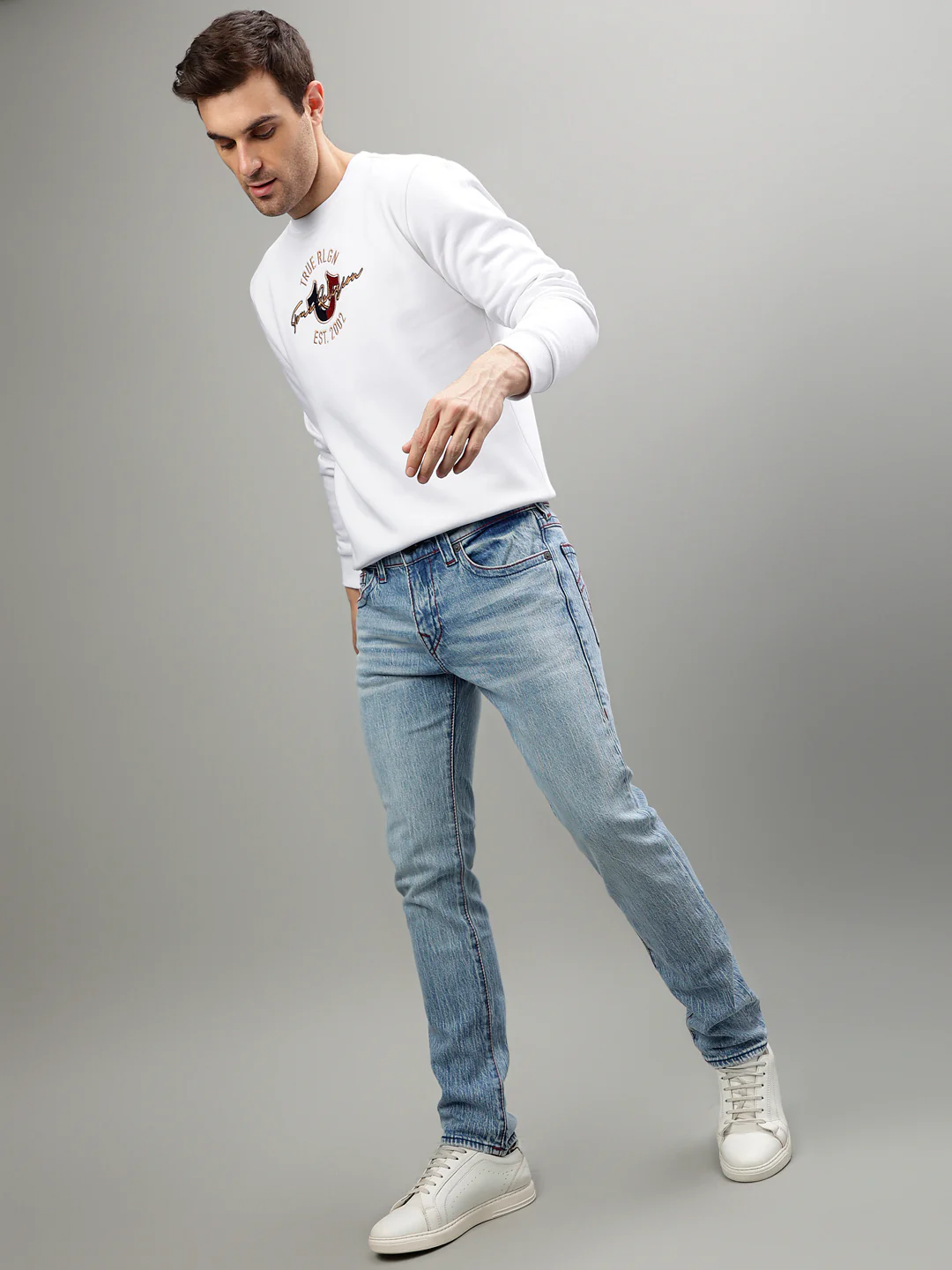 True Religion Men Solid Round Neck Full Sleeves Sweatshirt - Image 5