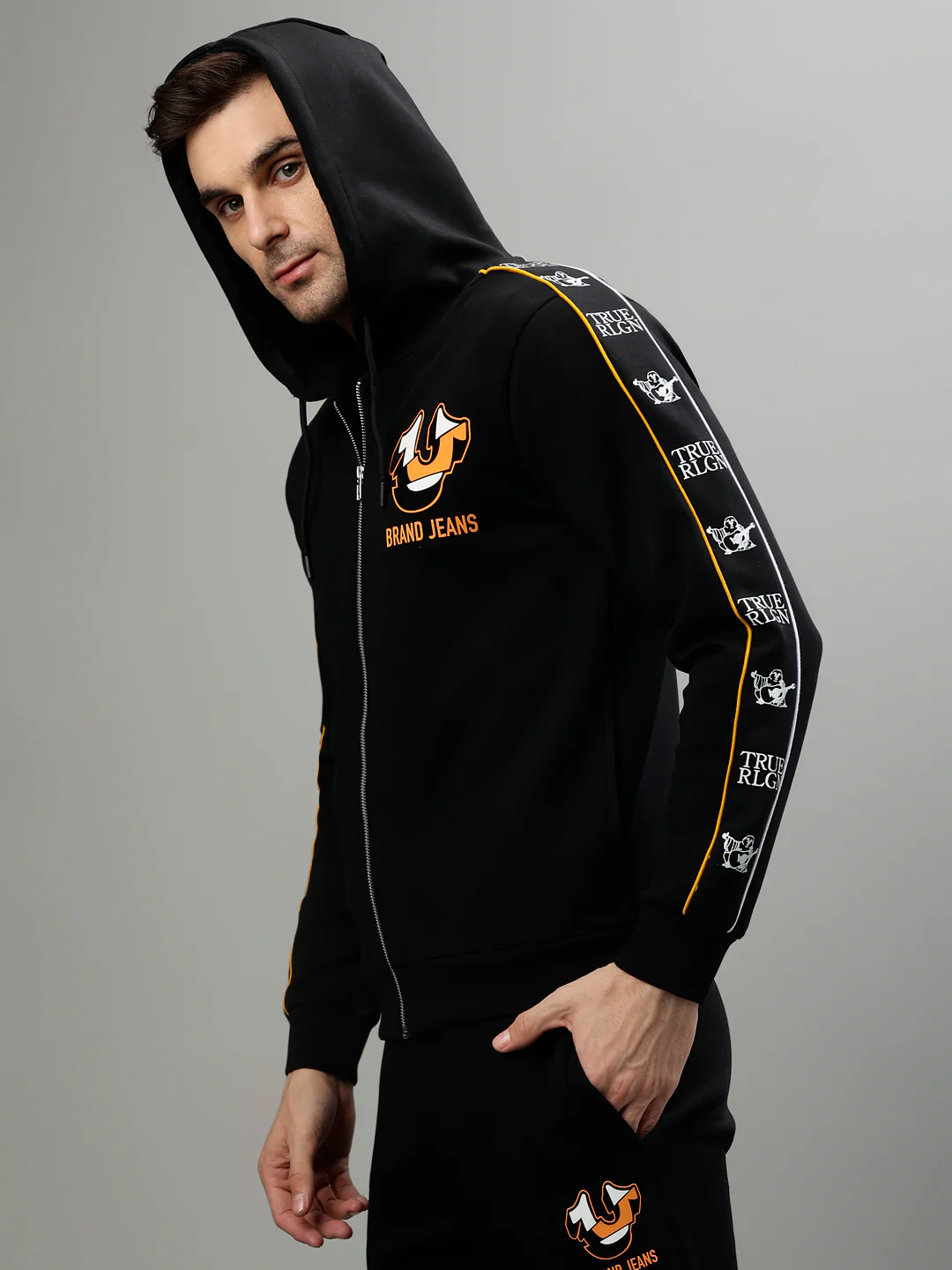 True Religion Men Printed Hooded Full Sleeves Sweatshirt - Image 3