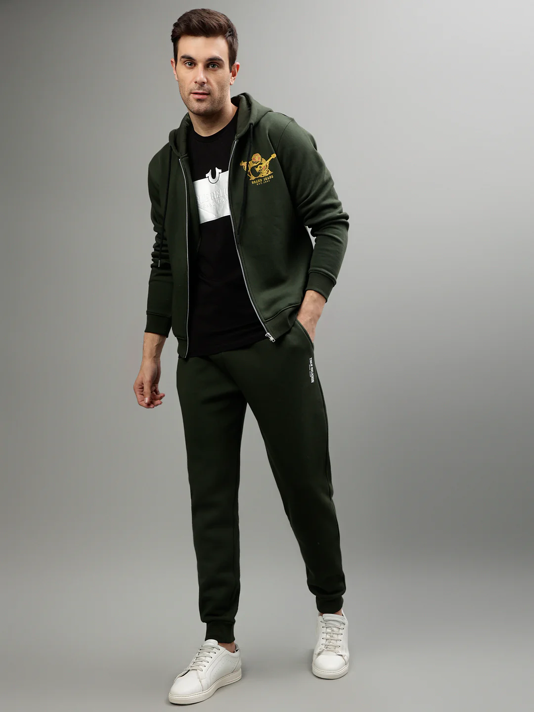 True Religion Men Solid Hooded Full Sleeves Sweatshirt - Image 5