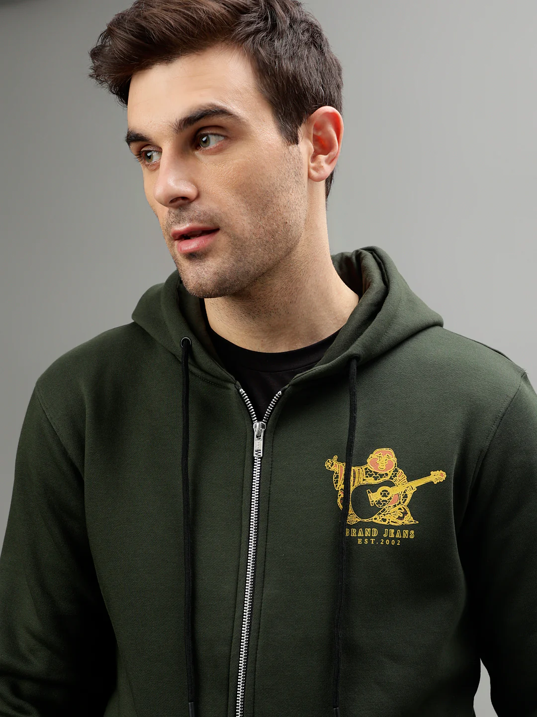 True Religion Men Solid Hooded Full Sleeves Sweatshirt - Image 6
