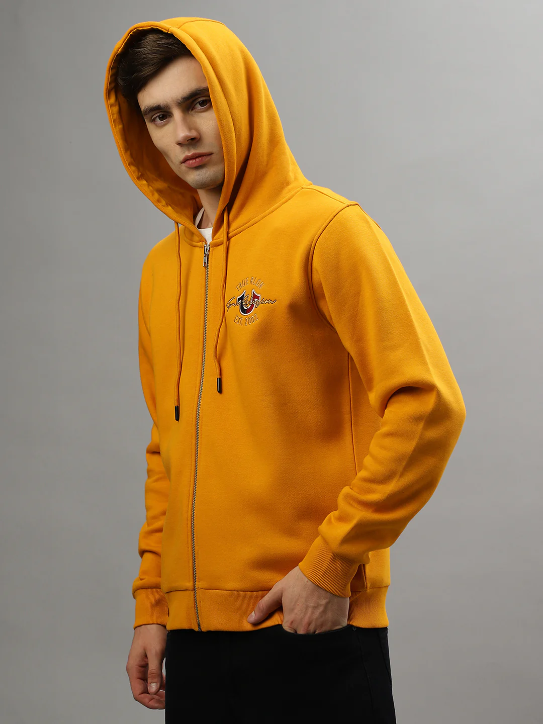 True Religion Men Solid Full Sleeves Hooded Sweatshirt - Image 3