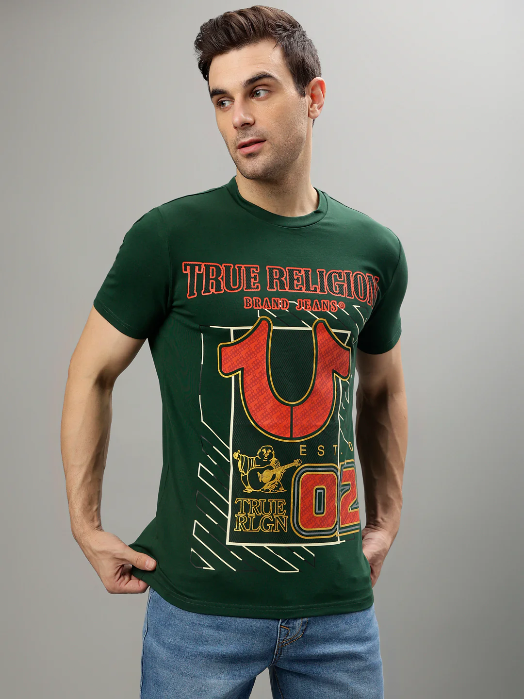 True Religion Green Fashion Printed Regular fit Tshirt - Image 2