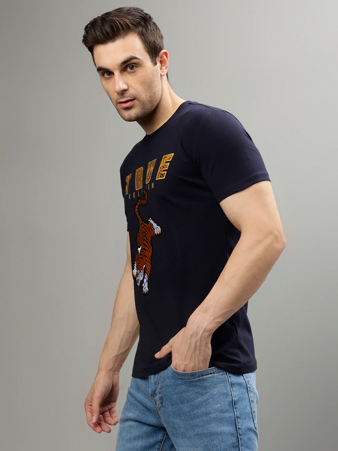 True Religion Blue Fashion Printed Regular fit T-Shirt - Image 3