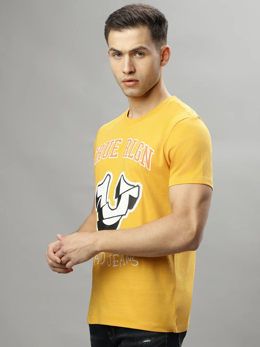 True Religion Yellow Fashion Printed Regular Fit T-Shirt - Image 3