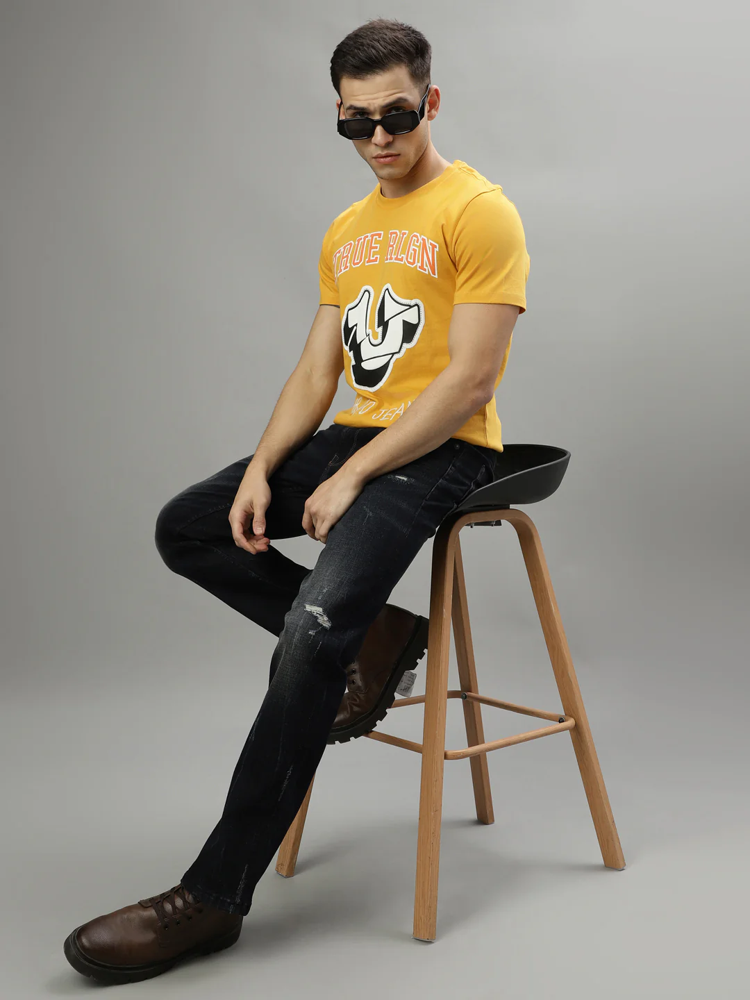 True Religion Yellow Fashion Printed Regular Fit T-Shirt - Image 5