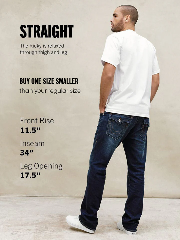 True Religion Men SN Ricky Straight Fit Dark Wash Jeans - Image 4